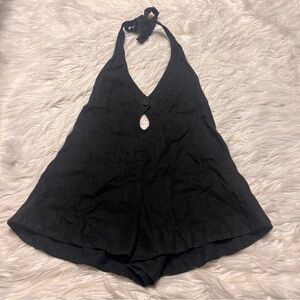 ALIX linen summer romper in black